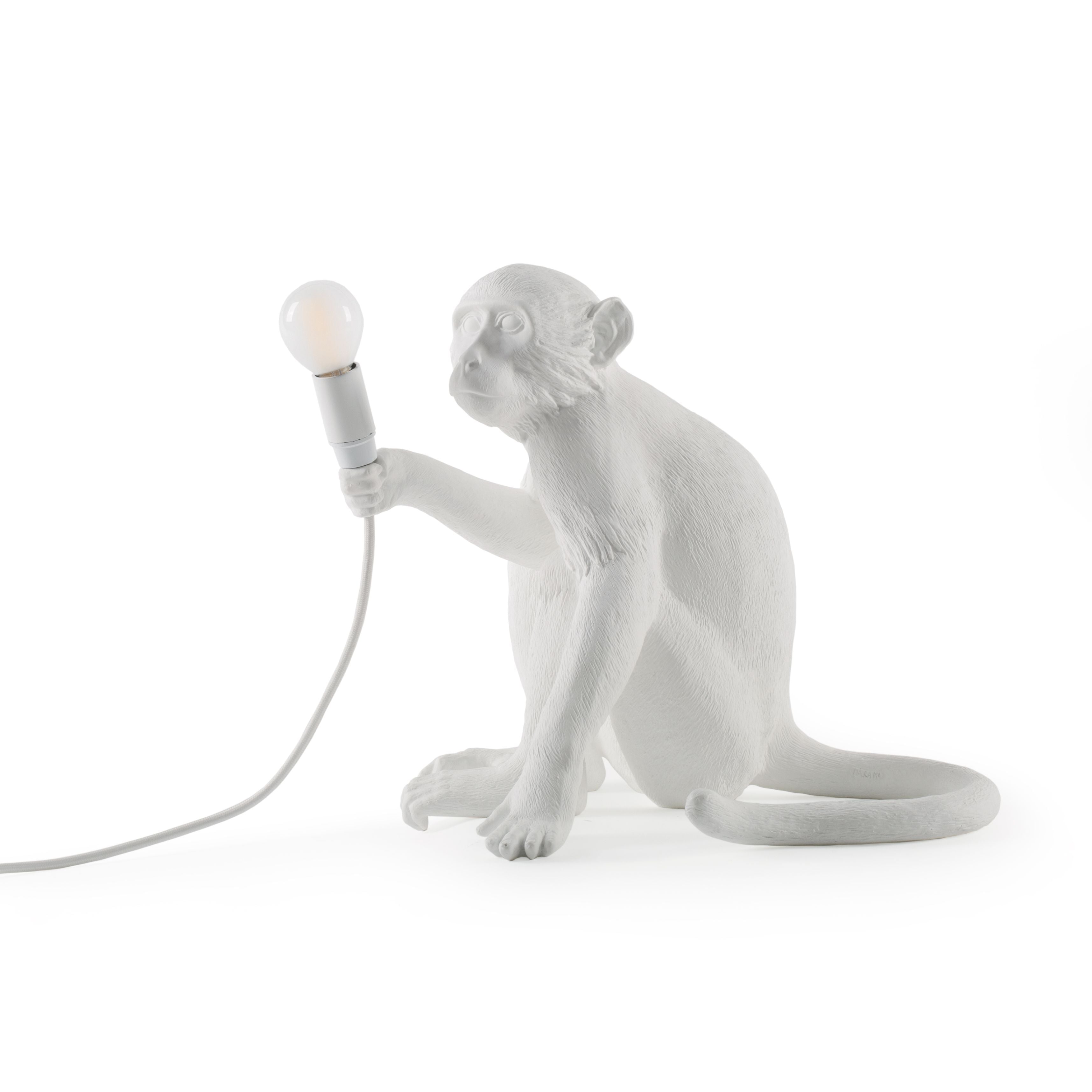 Seletti Monkey Indoor Lamp White, Sitting