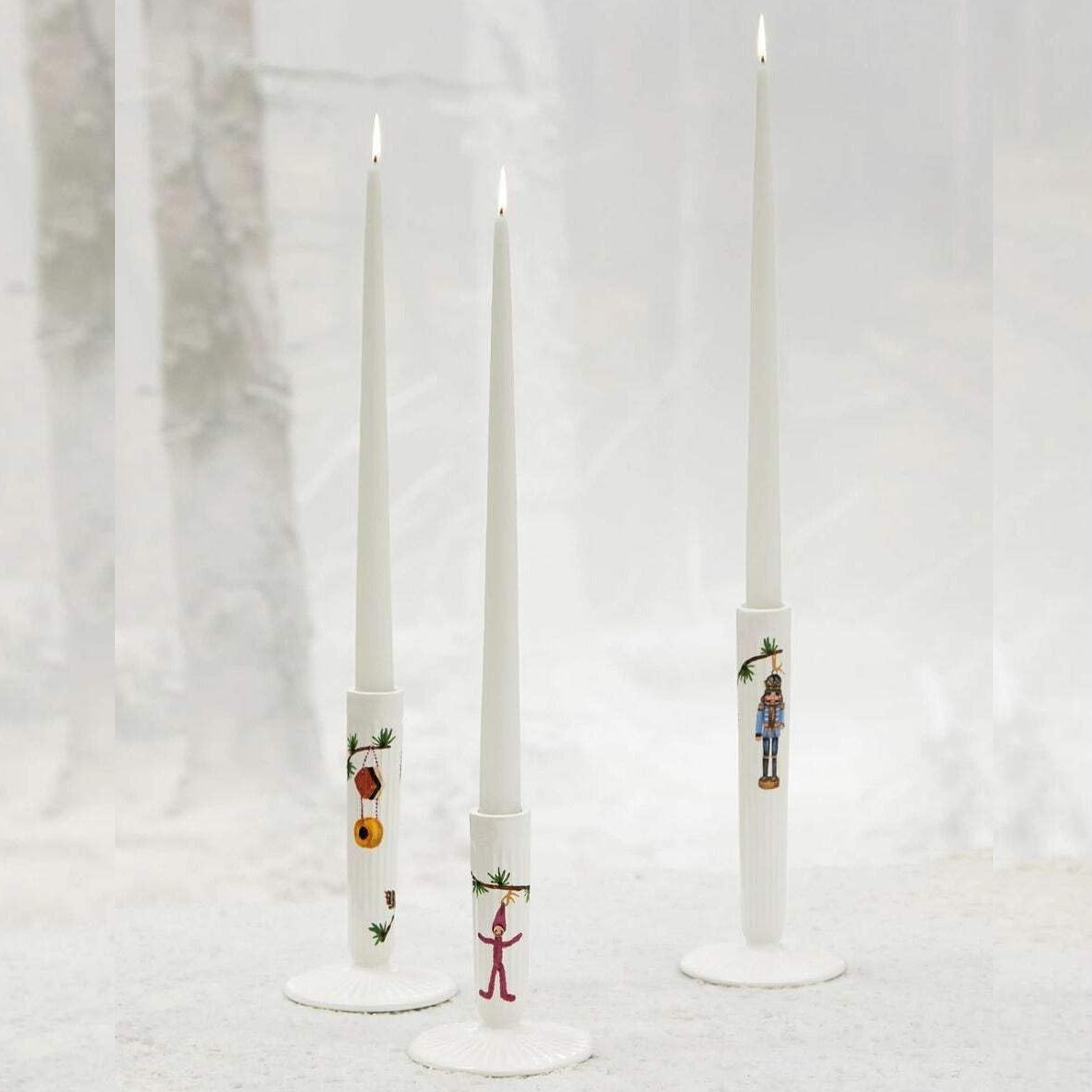 Kähler Hammershøi Christmas Candlestick 20 cm, bílá s dekorací