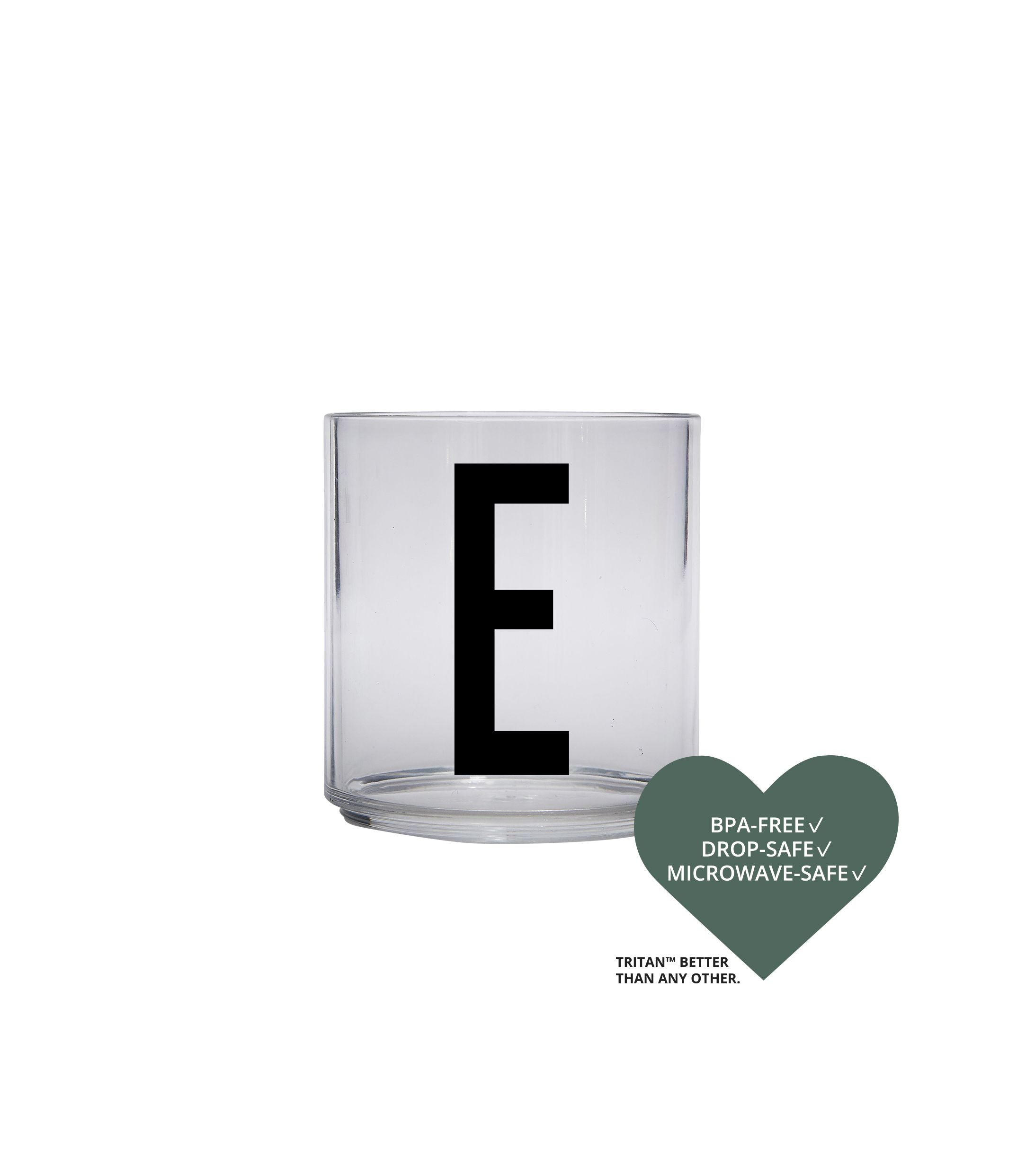 Design Letters Kids Personal Tritan Piting Glass, E