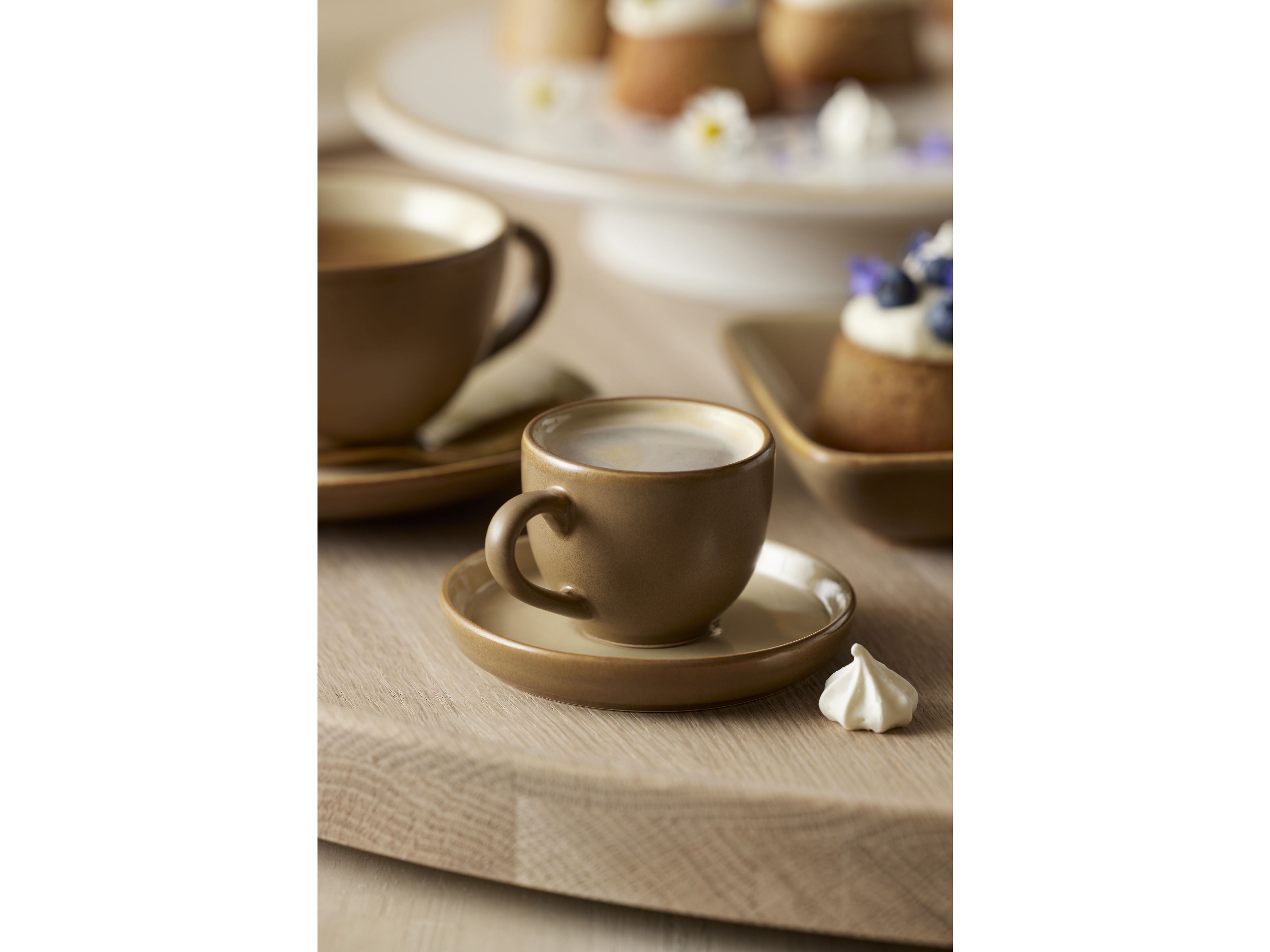 Bitz Espresso Cup With Saucer, Wood/Sand