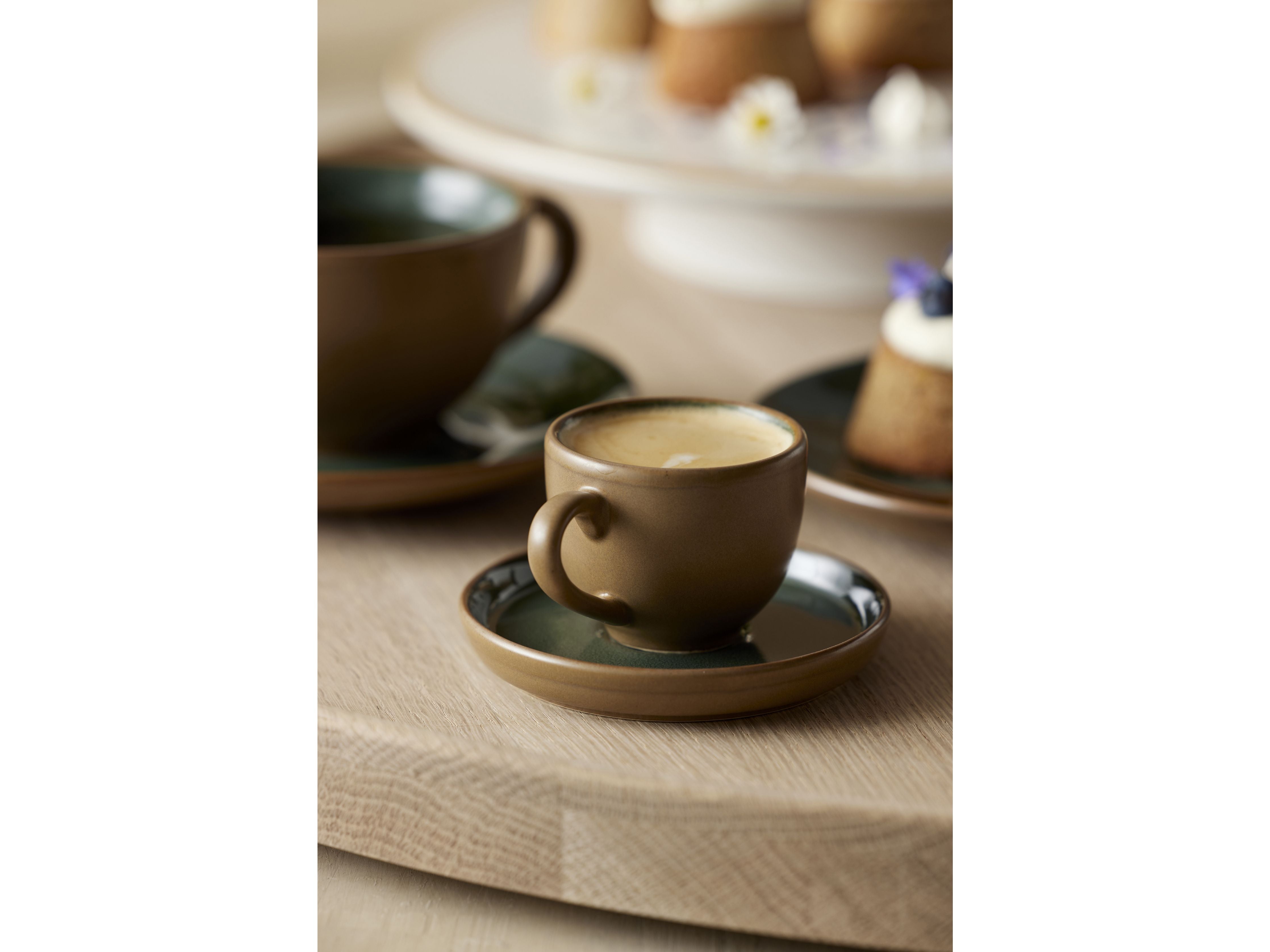 Bitz Espresso Cup With Saucer, Wood/Forest