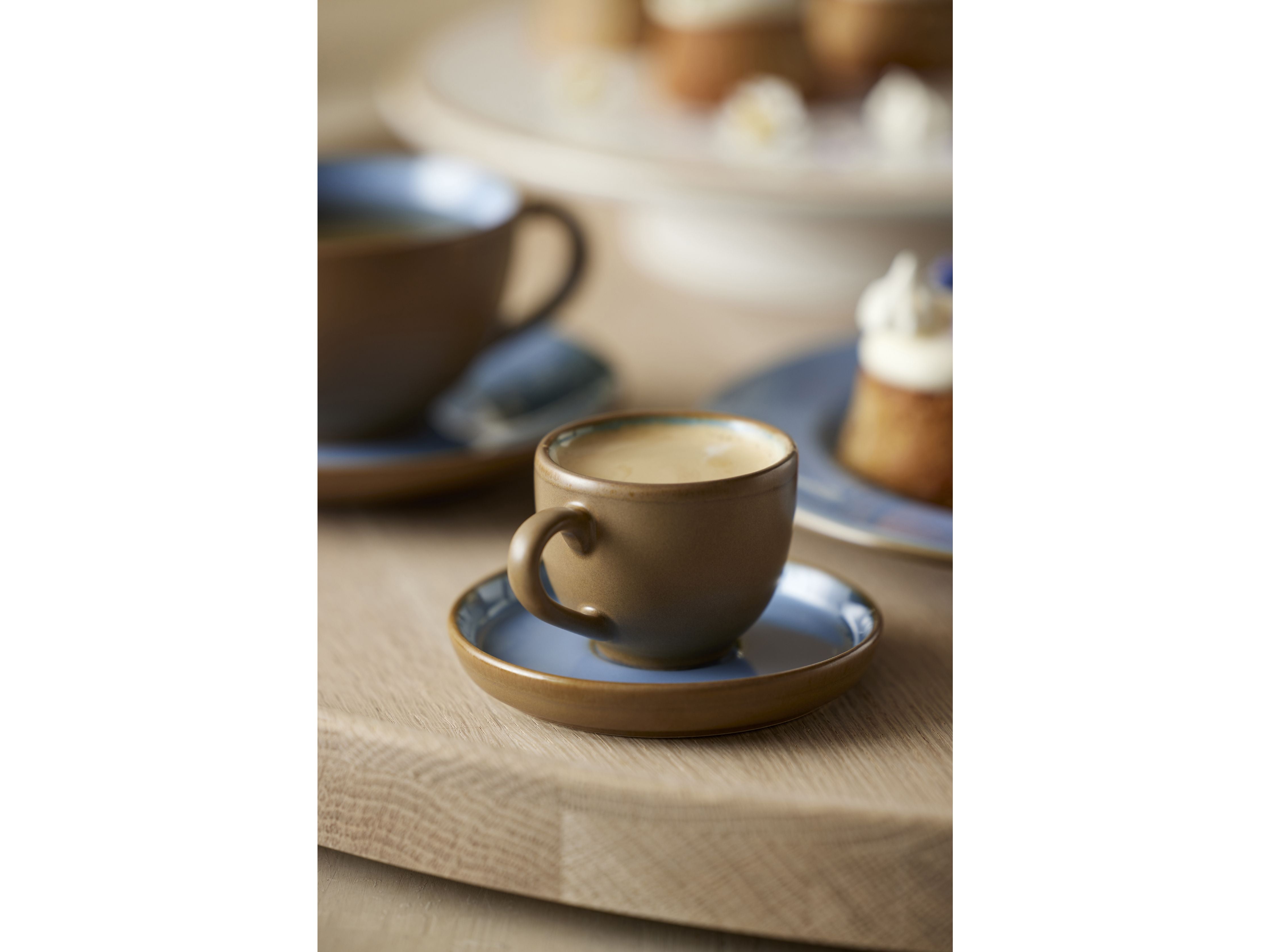 Bitz Espresso Cup With Saucer, Wood/Ocean