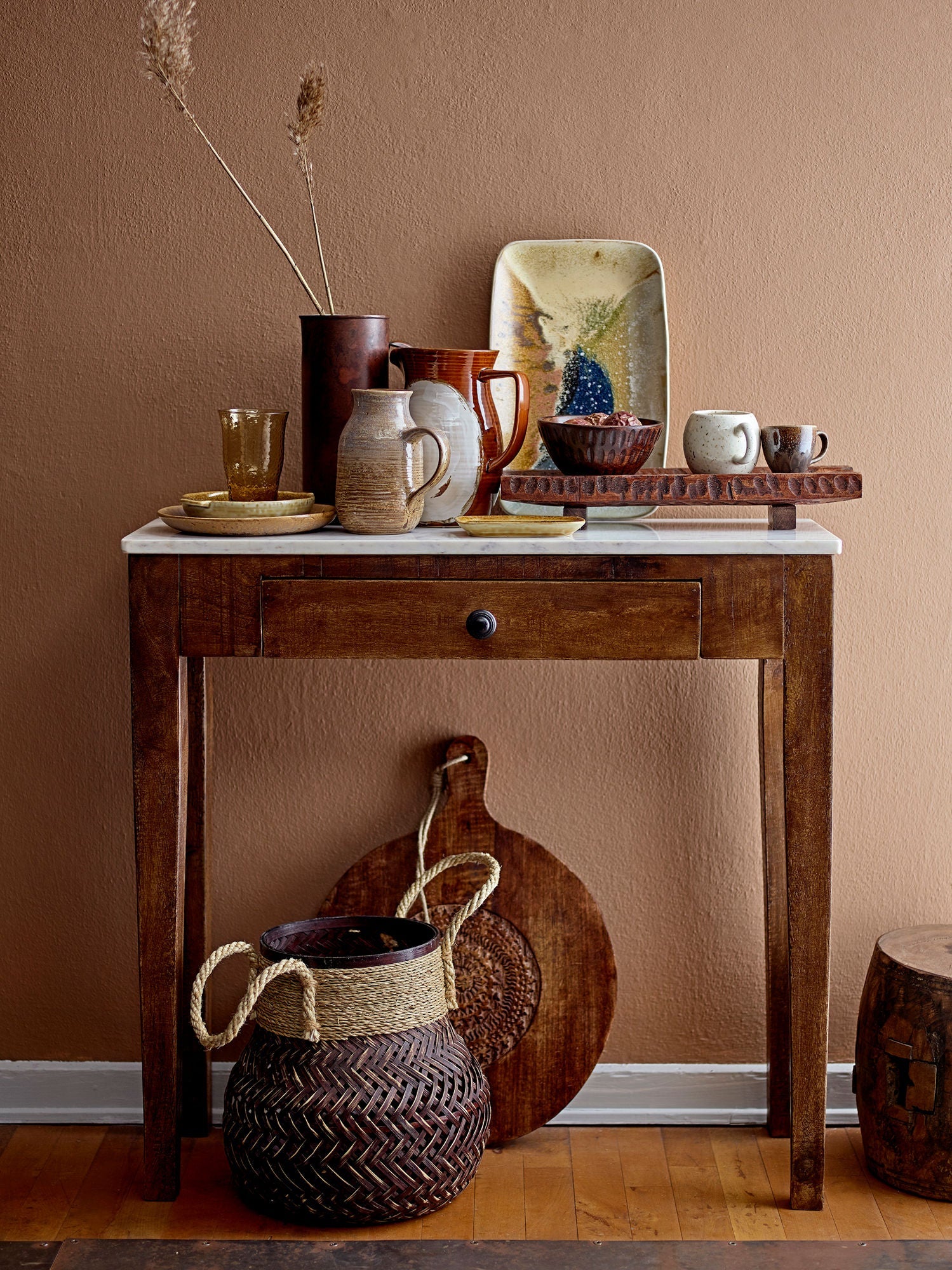 Creative Collection Hauge Console Table, Brown, Marble