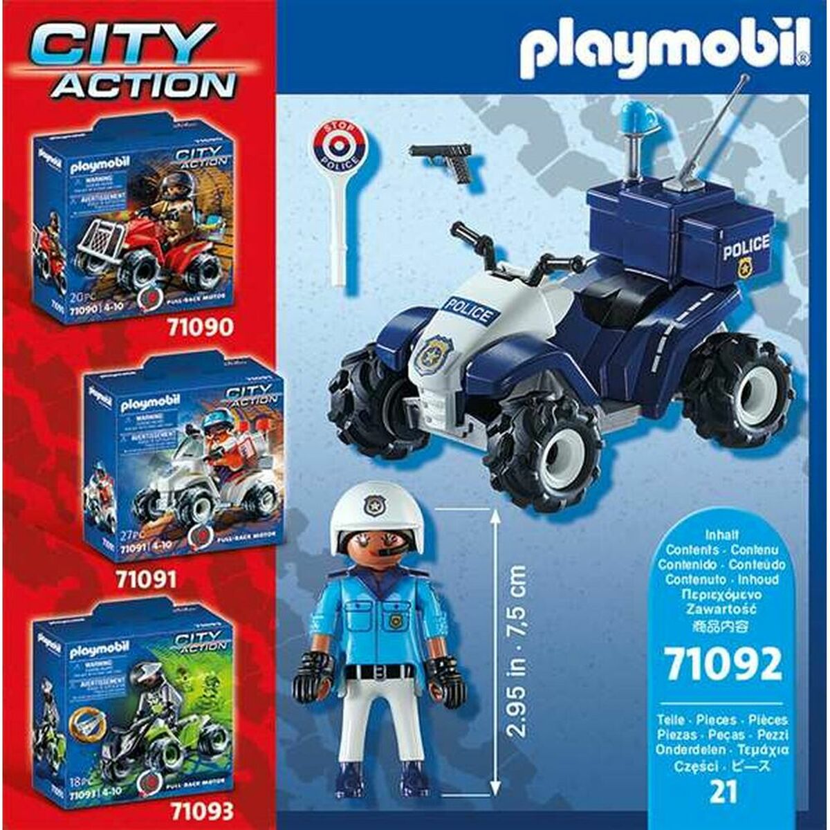 Vozidlo PlaySet Playmobil Speed ​​Quad City Action 71092 Policejní důstojník