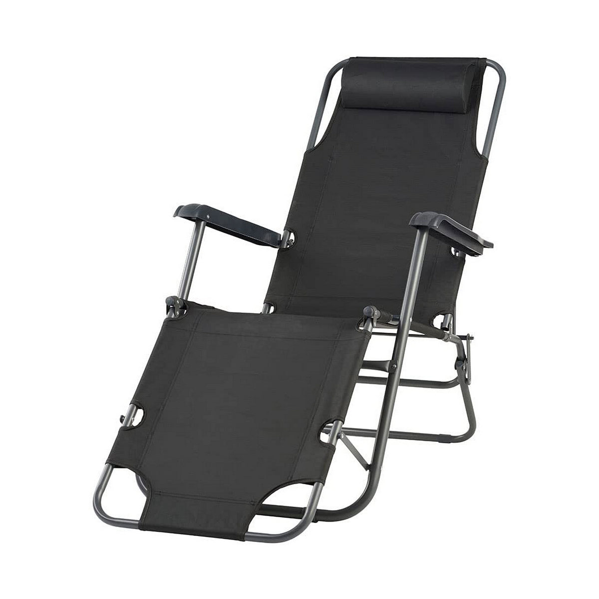 Sun-Lounger Black (178 x 60 x 95 cm)