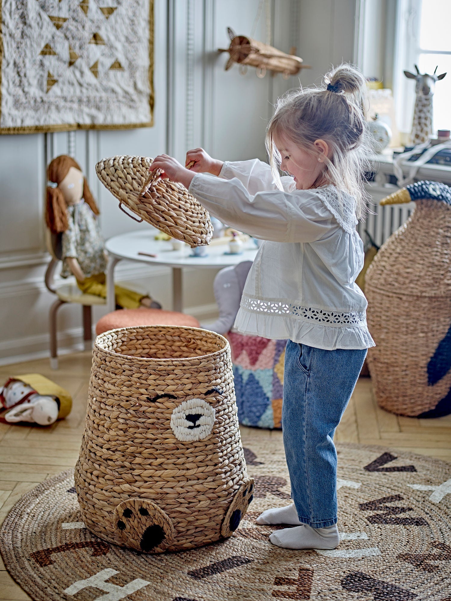 Bloomingville Mini Timone Basket w/víko, příroda, vodní hyacint