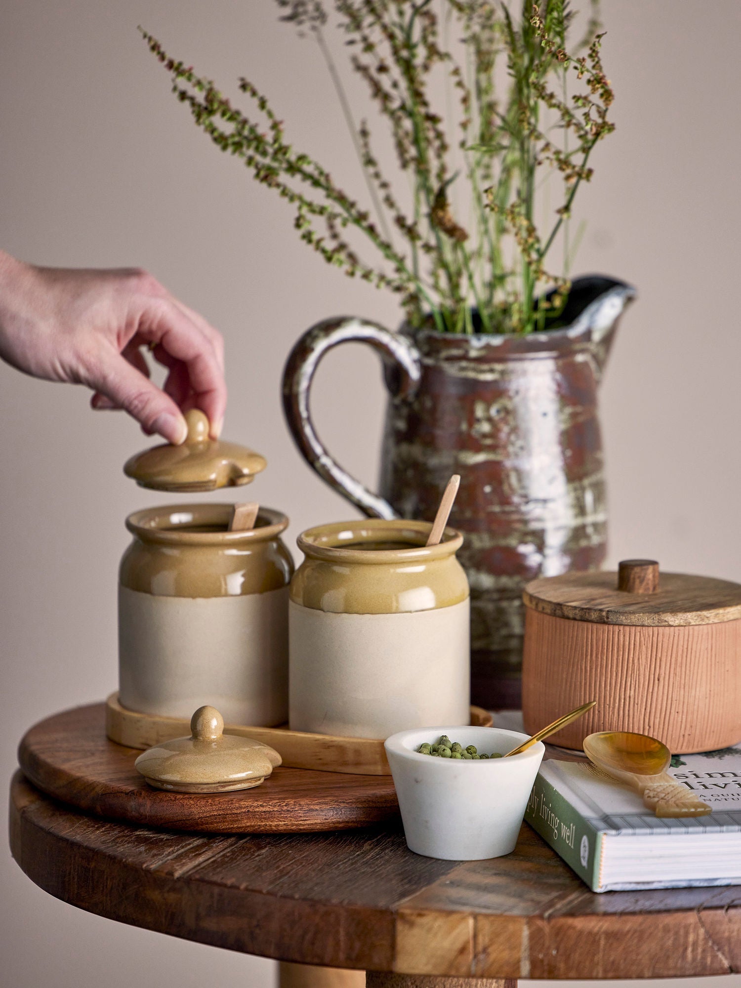 Creative Collection Rosamynthe Salt Jar w/Spoon, Rose, Marble