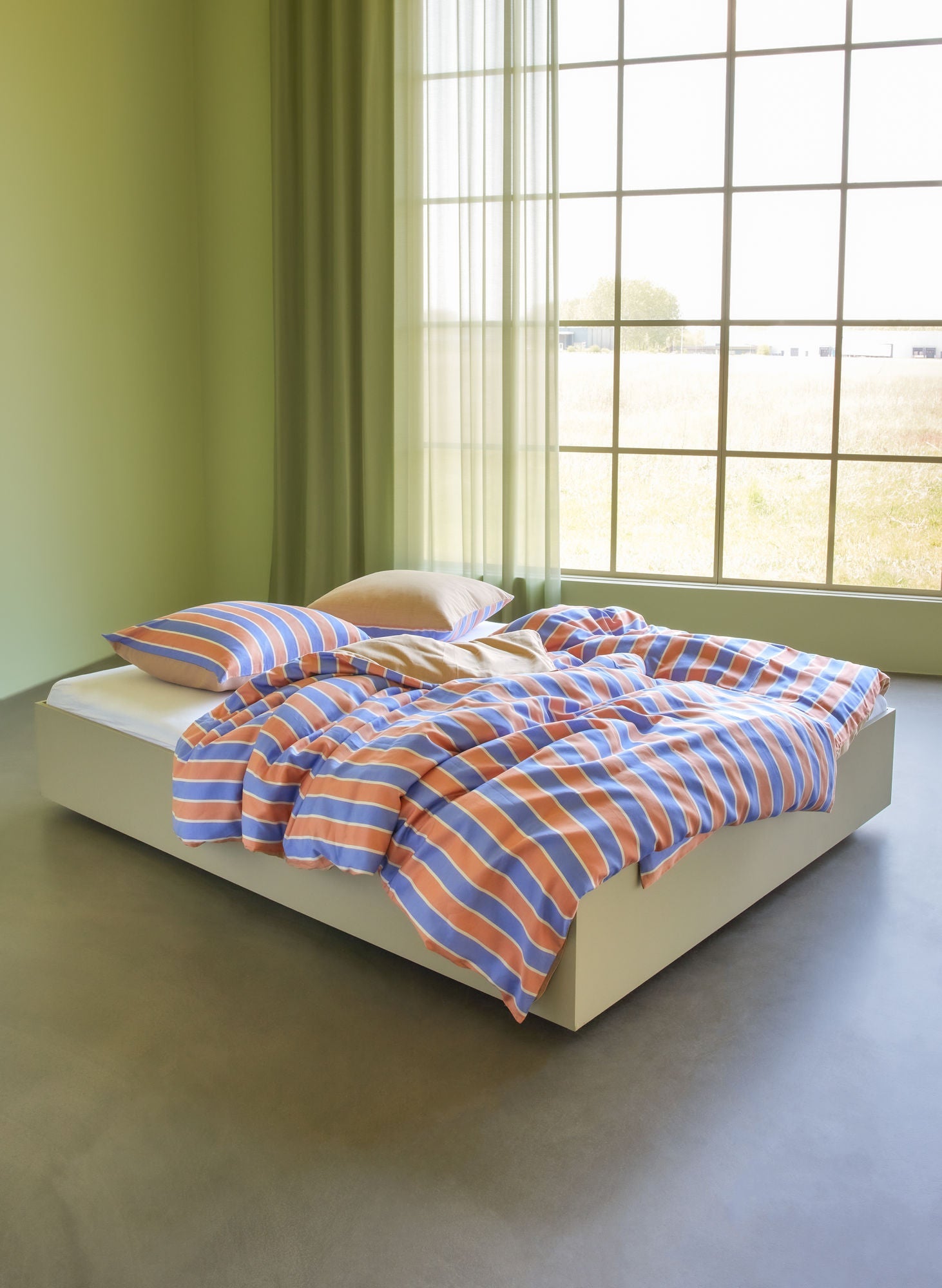 Hübsch Solace Bed Linen 60x63 140x200 Blue/Orange