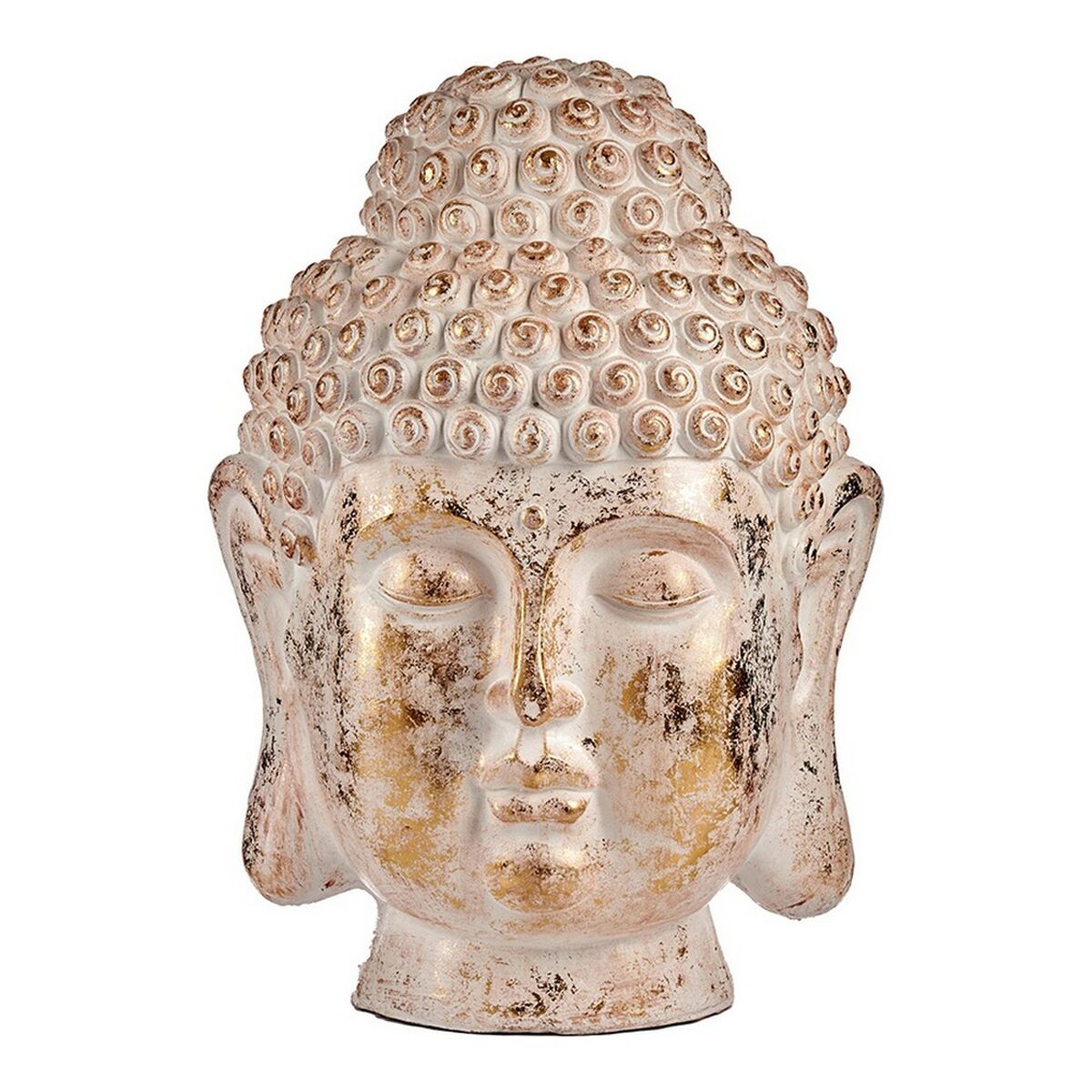 Dekorativní zahradní postava Buddha Head White/Gold Polyresin (45,5 x 68 x