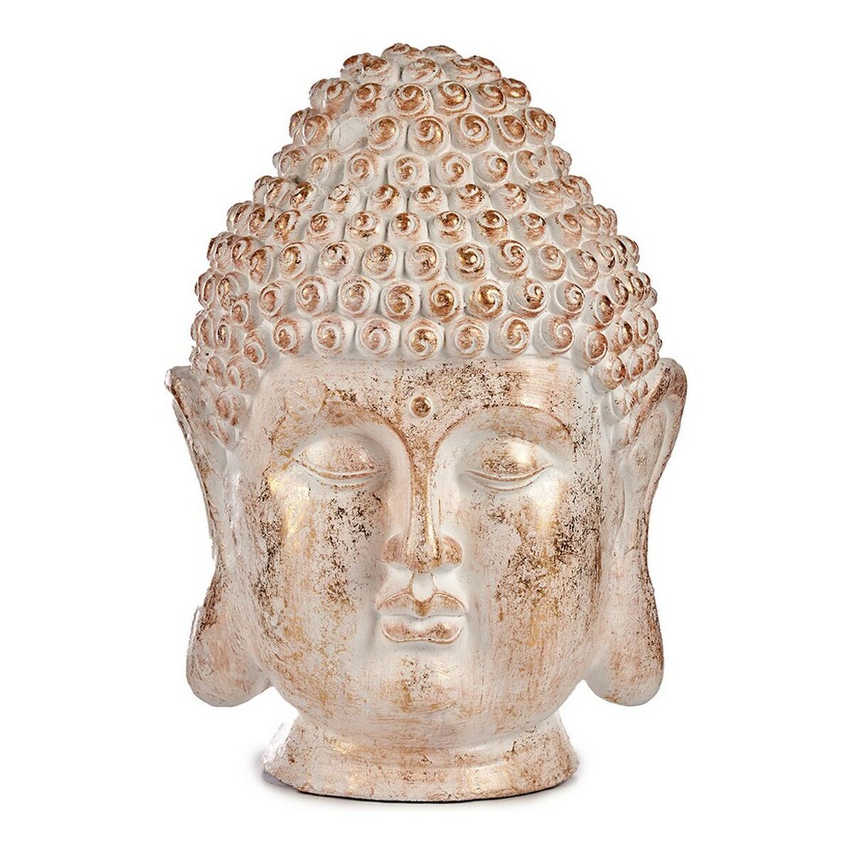 Dekorativní zahradní postava Buddha Head White/Gold Polyresin (31,5 x 50,5