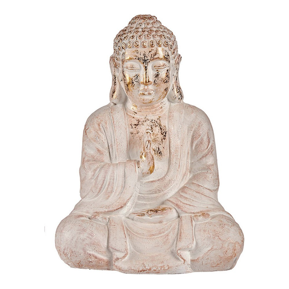 Dekorativní zahrada postava Buddha White/Gold Polyresin (23,5 x 49 x 36