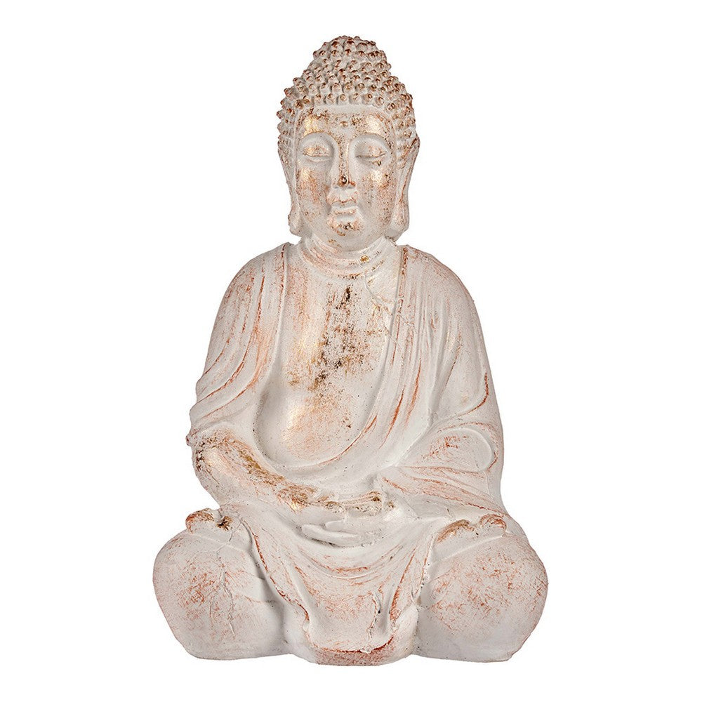 Dekorativní zahradní postava Buddha White/Gold Polyresin (24,5 x 50 x 31,8
