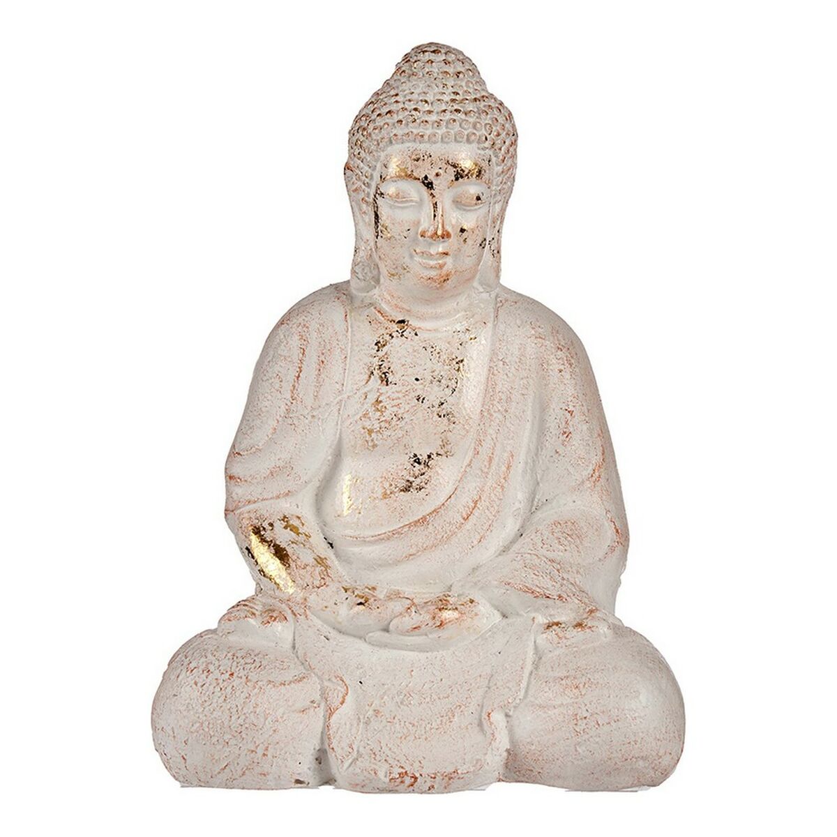 Dekorativní zahradní postava Buddha White/Gold Polyresin (22,5 x 41,5 x