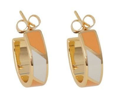 Design Letters Striped Candy Earrings 16mm 2 P Cs, Orange/White