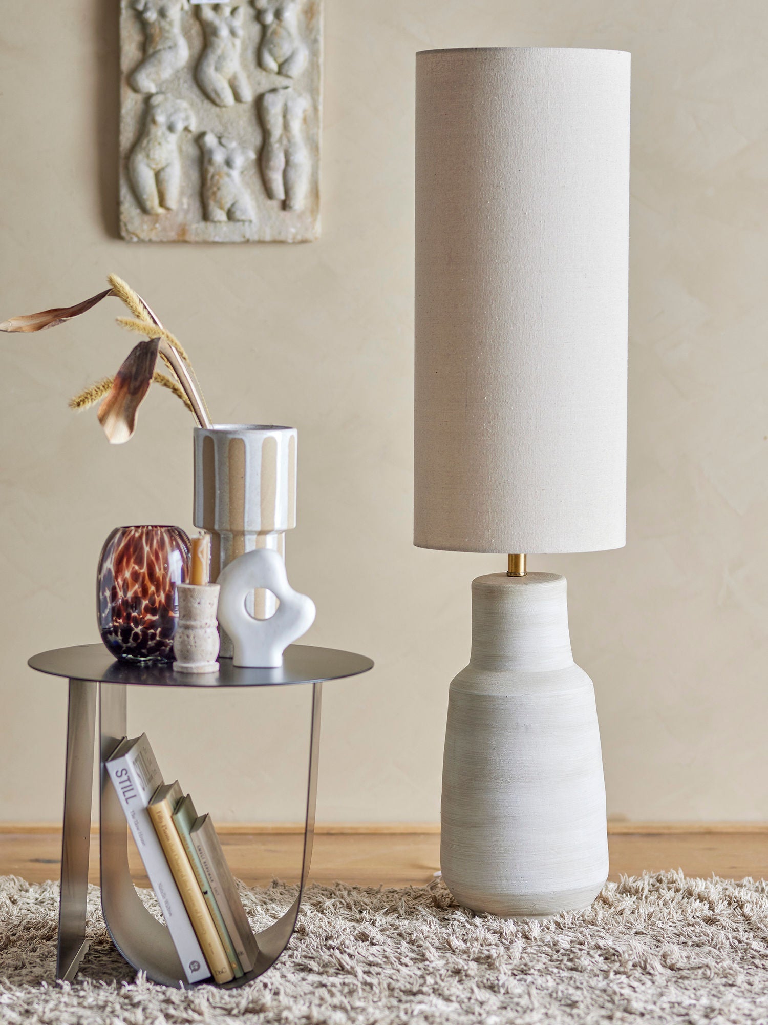 Bloomingville Linetta Floonal Lamp, White, Stoneware