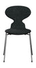 Fritz Hansen 3101 Ant Chair Front Upholstered, Shell: Colored Veneer Black, Upholstery: Vanir Textile Black/Grey, Base: Steel/Chrome