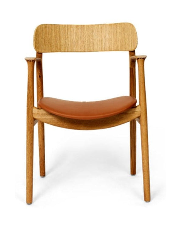 Bent Hansen Asger Chair Polsters Seat, Oiled Oak/Brunt Zenso Leather