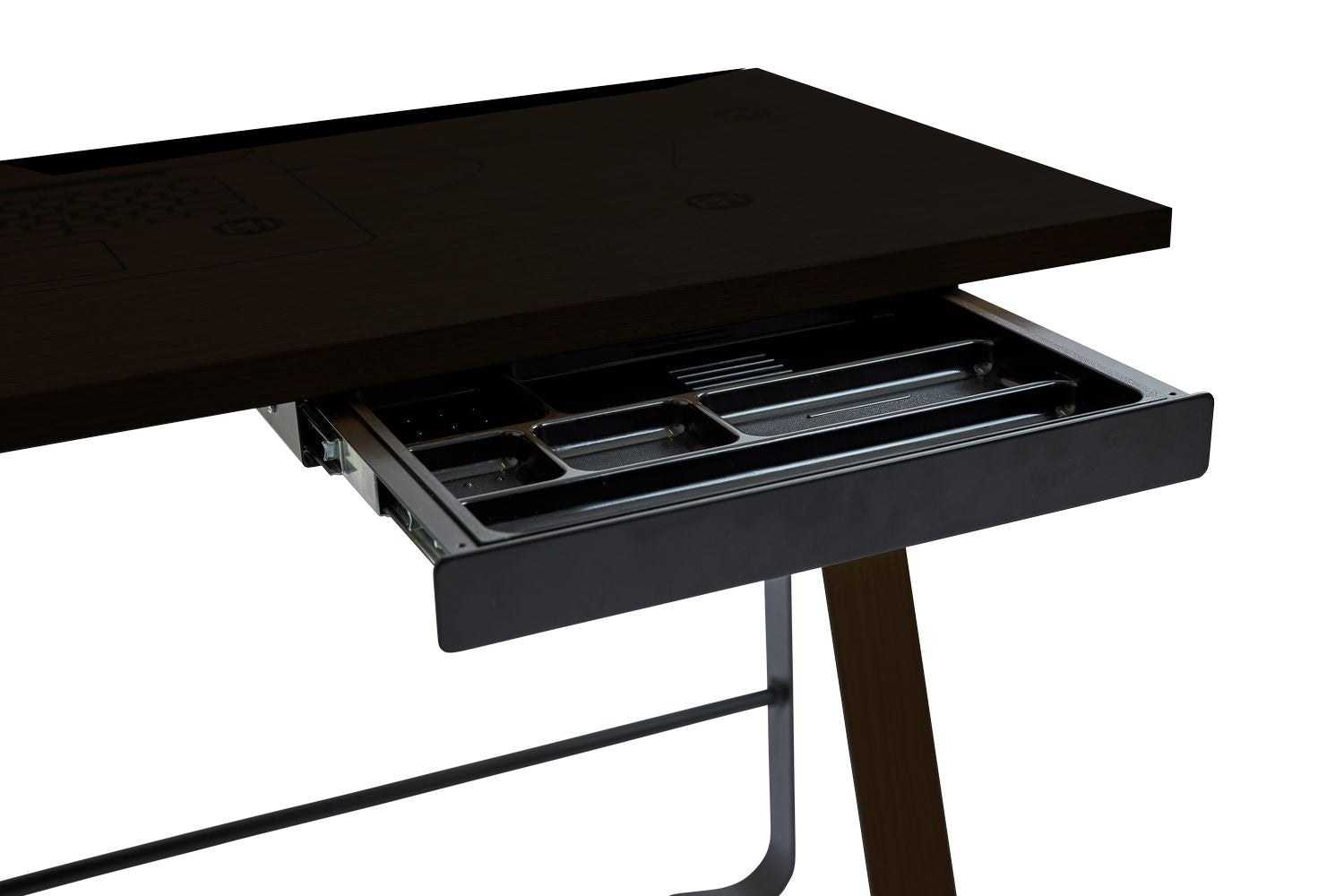 Bent Hansen Hemingway Desk se zásuvka L 120 cm, černá lakovaná buk/černá linoleum