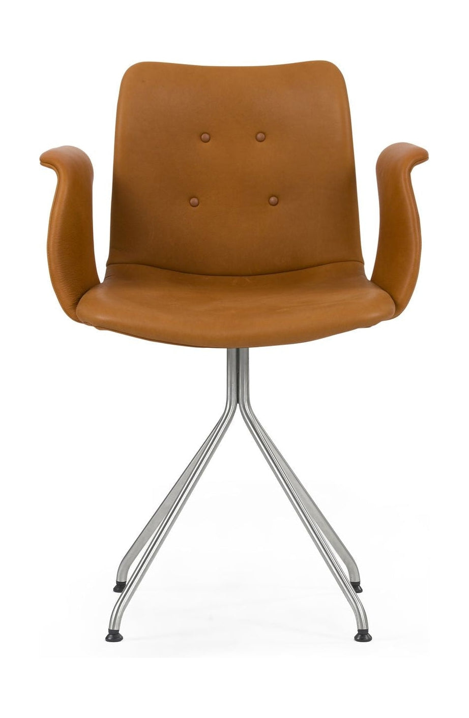 Ohká židle Hansen Primum s loketními opěrkami rám z nerezové oceli, koňaková Adrianská kůže