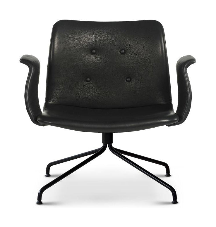 Ohnaná židle Hansen Primum s opěrkami, černý rám/černá zenso kůže