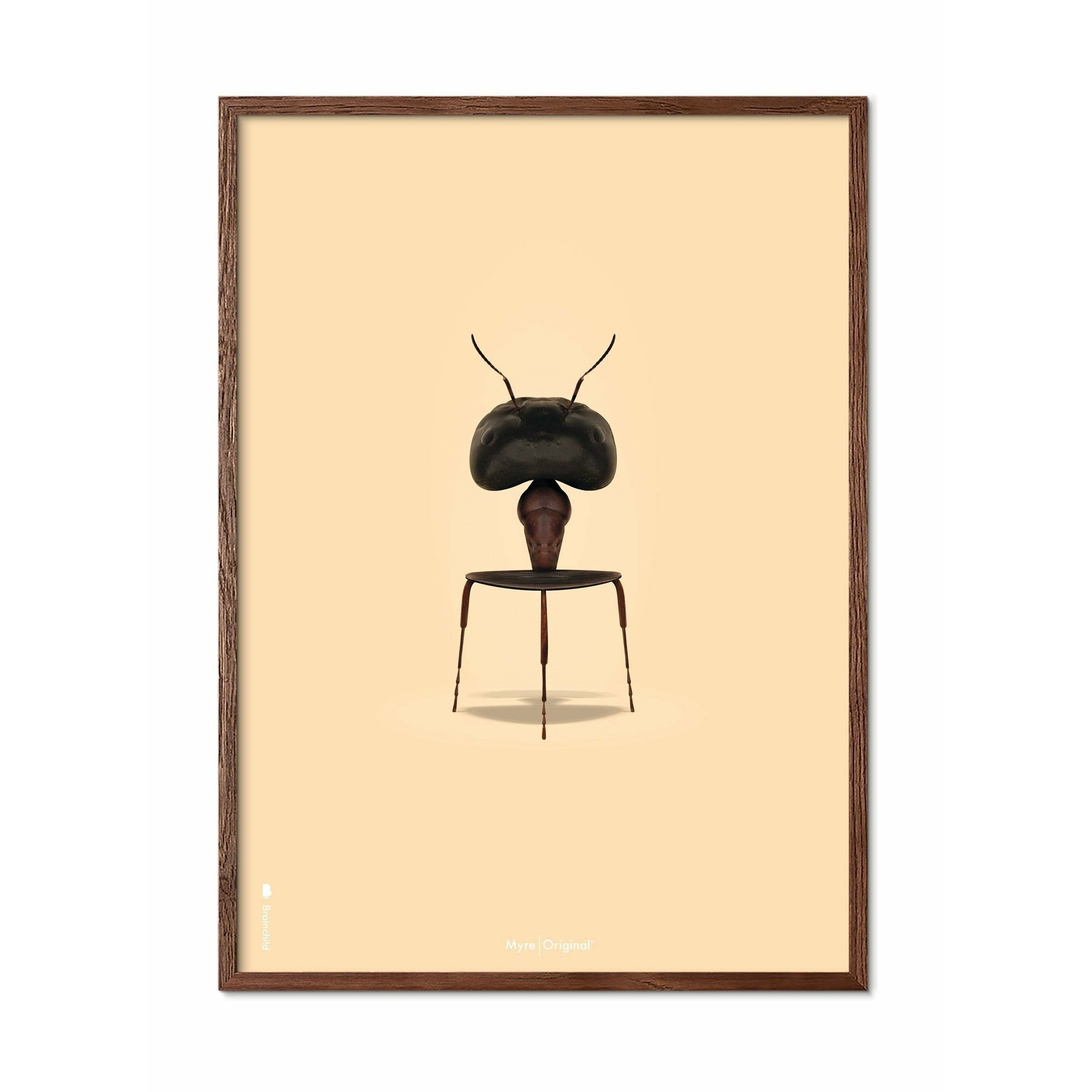 Klasický plakát Brainchild Ant, tmavý dřevěný rám A5, pískově barevné pozadí
