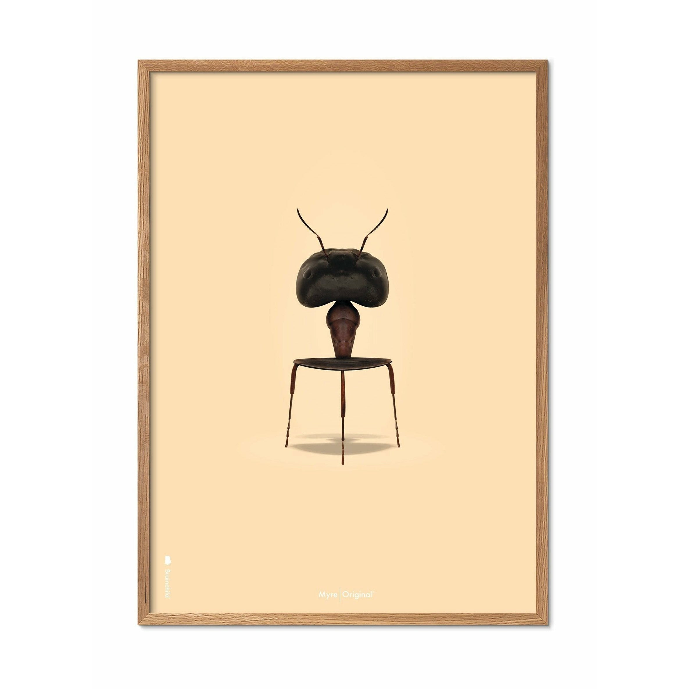 Klasický plakát Brainchild Ant, rám vyrobený z lehkého dřeva A5, pískově zbarvené pozadí