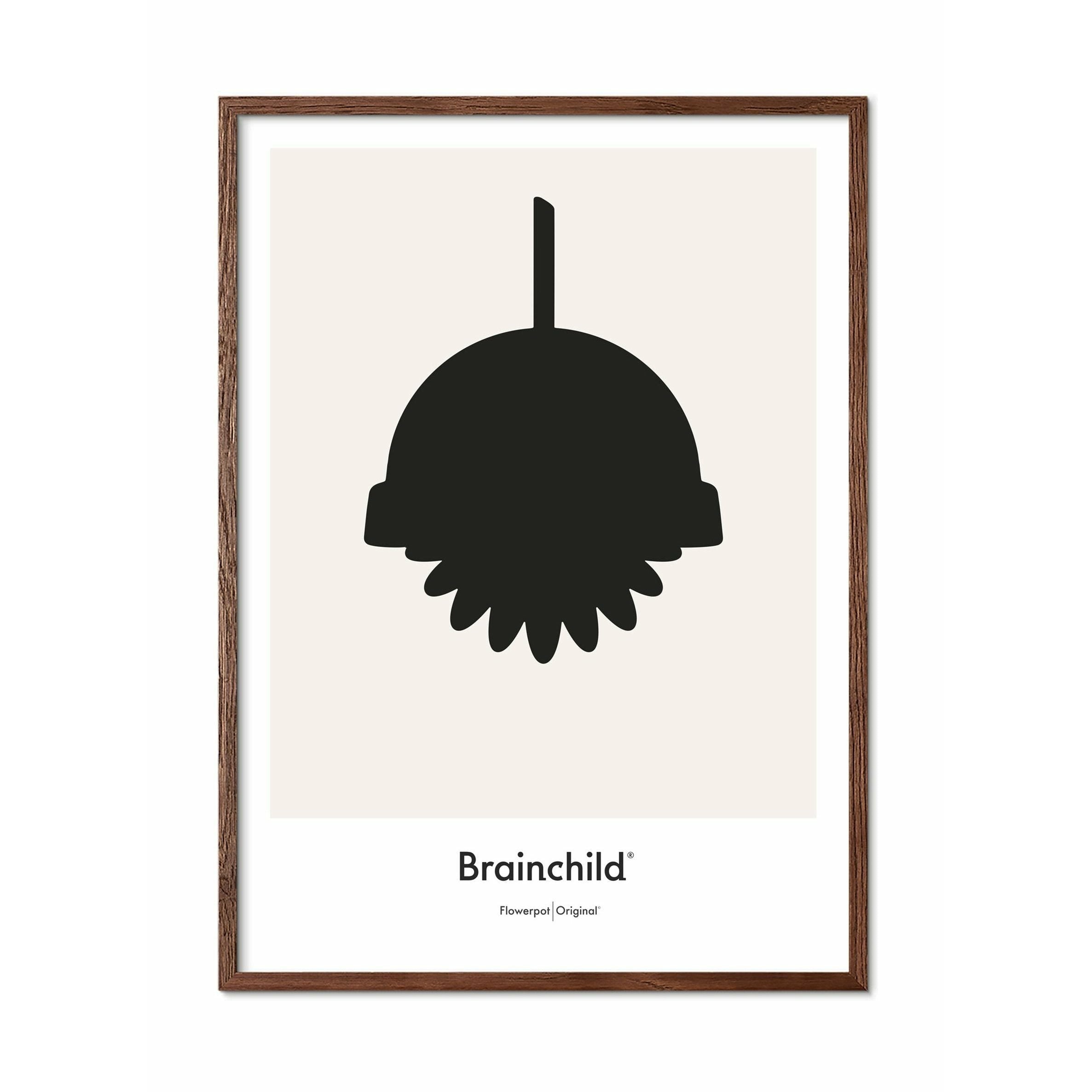 Plakát designu Brainchild Flowerpot Design, rám vyrobený z tmavého dřeva 30 x40 cm, šedá