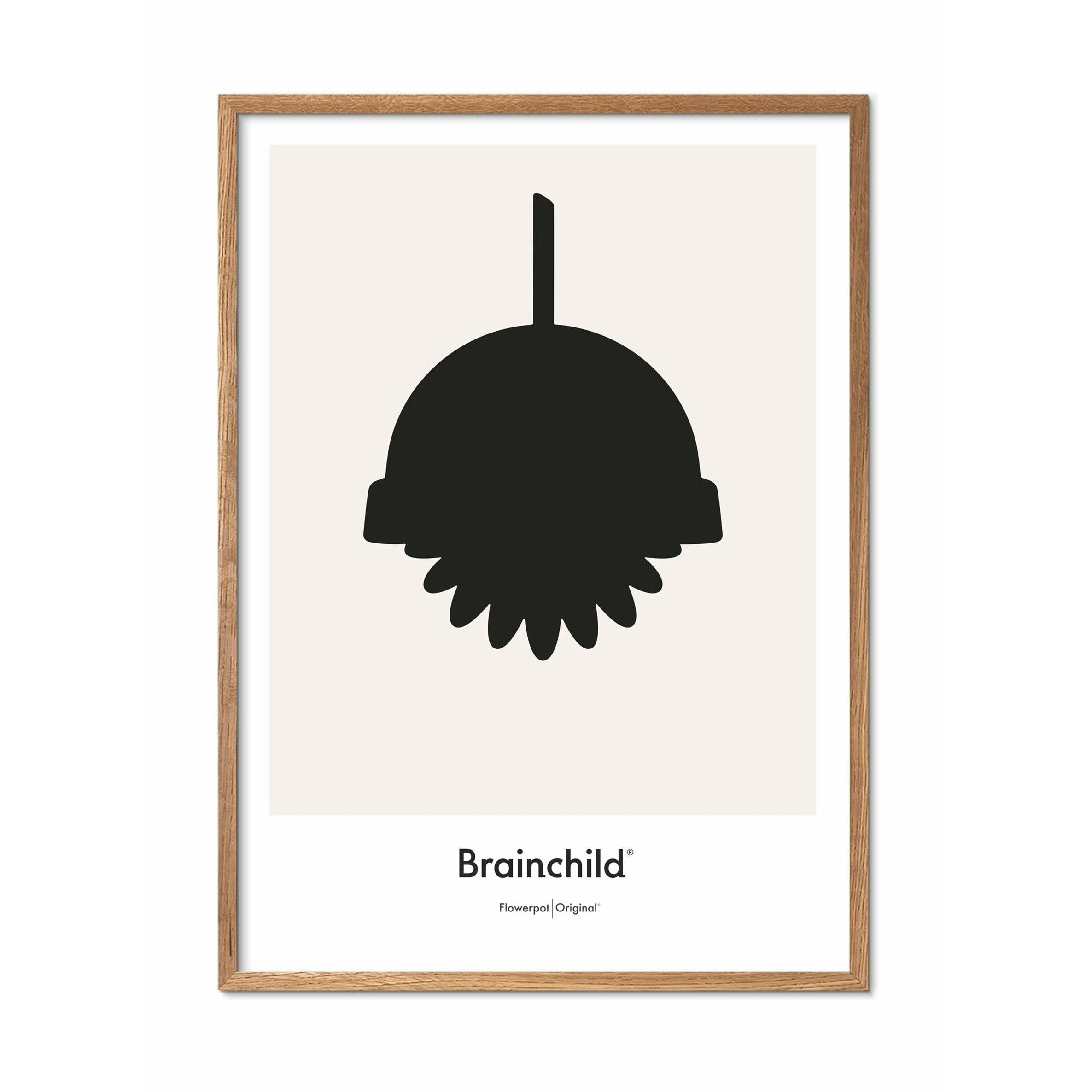 Plakát pro design květináče mozků, rám z lehkého dřeva 50x70 cm, šedá