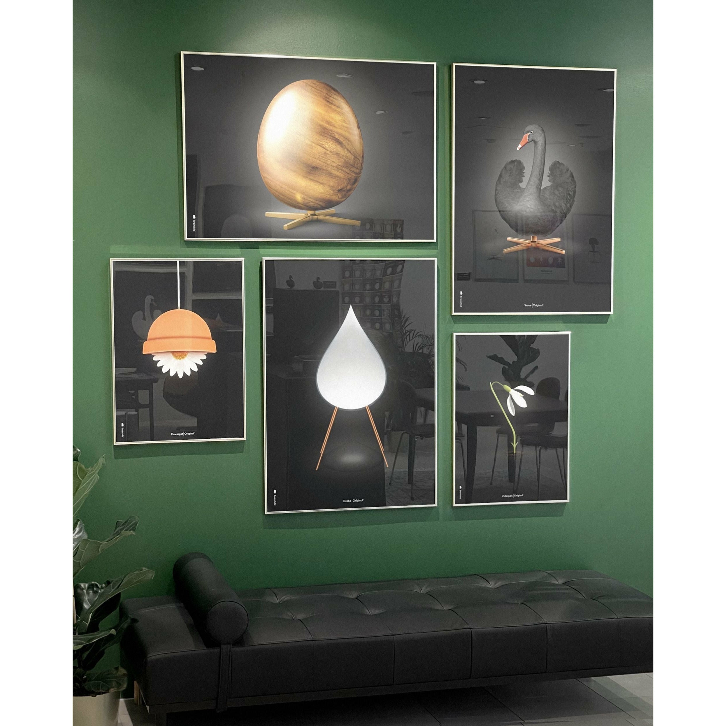 Brainchild Egg Cross Format Poster, Frame In Black Lacquered Wood 30x40 Cm, Black