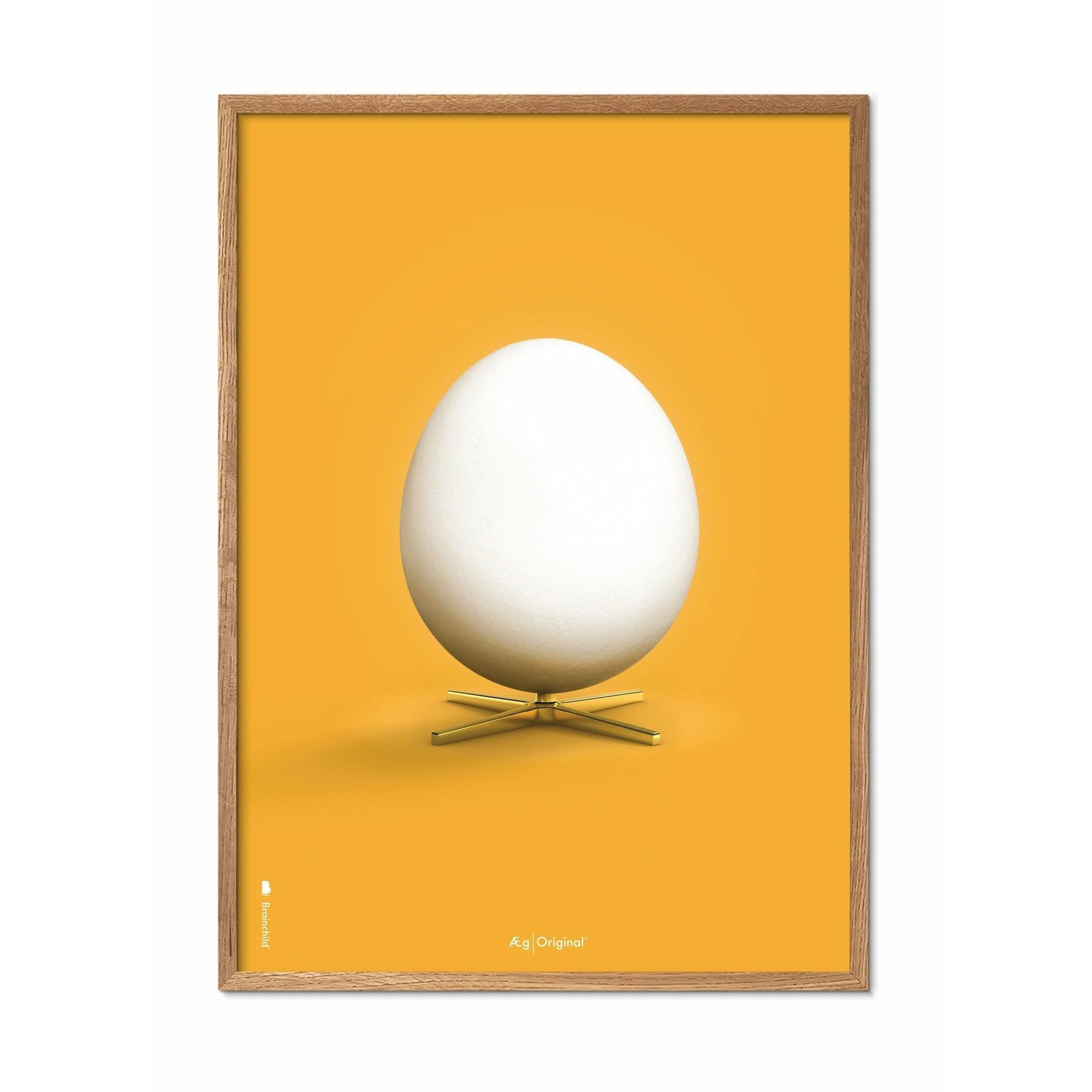 Klasický plakát mozkového vajíčka, rám vyrobený z lehkého dřeva 30x40 cm, žluté pozadí