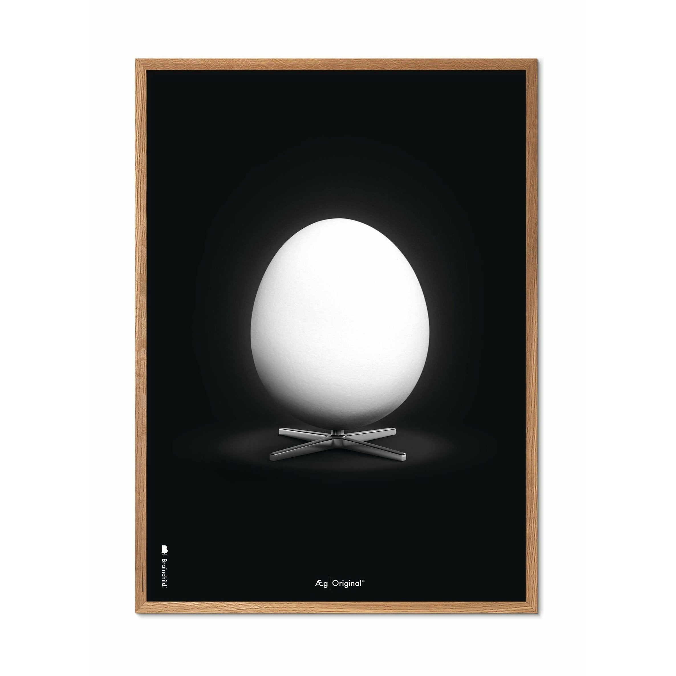 Klasický plakát vejce mozků, rám vyrobený z lehkého dřeva A5, černé pozadí