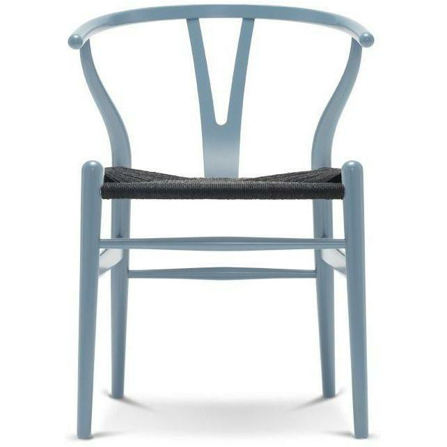Kord židle Carl Hansen CH24 Y Black Paper Cord, buk/ocel modrá