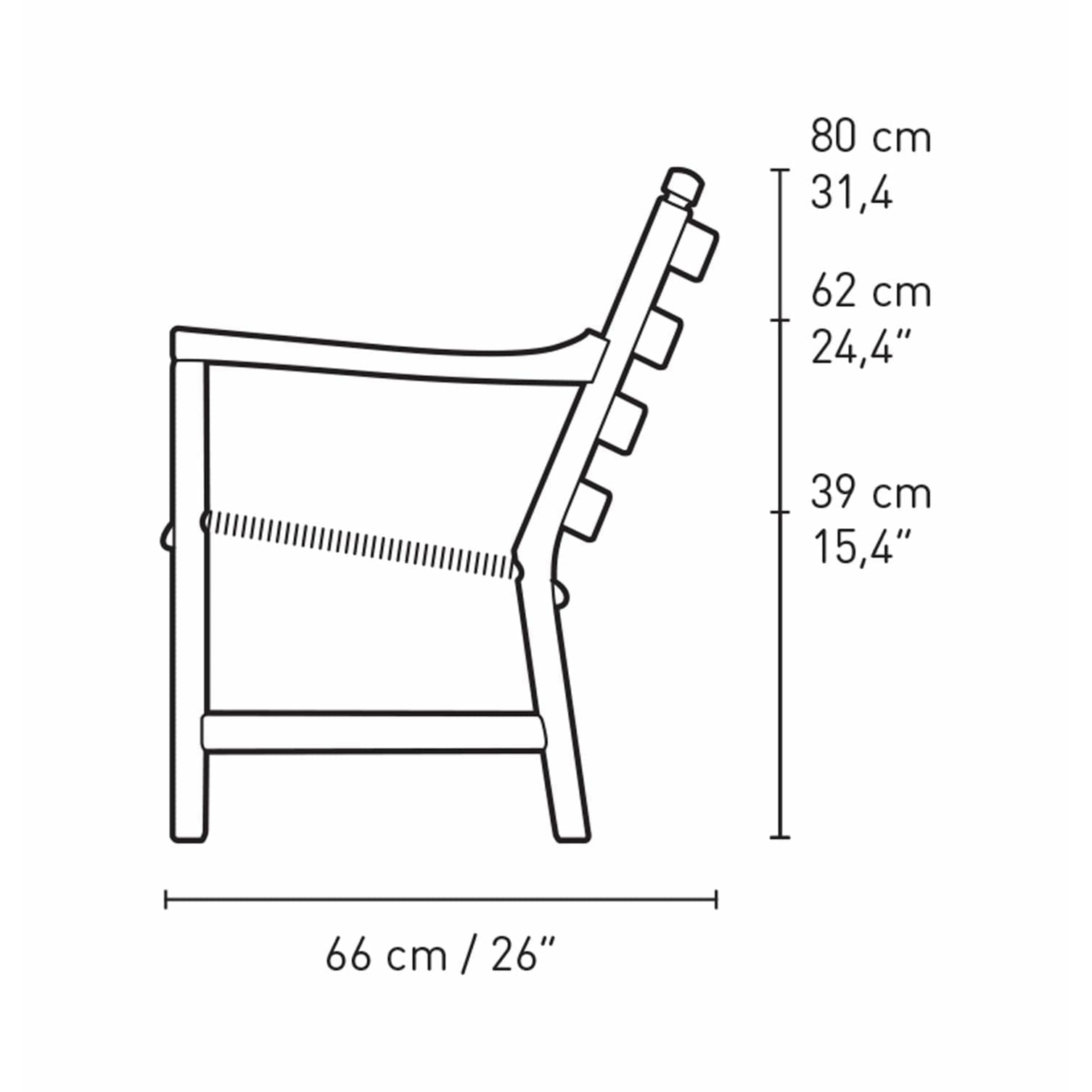 Carl Hansen CH44 Lounge Chair Oak Smoke Colored Oil, přírodní šňůra