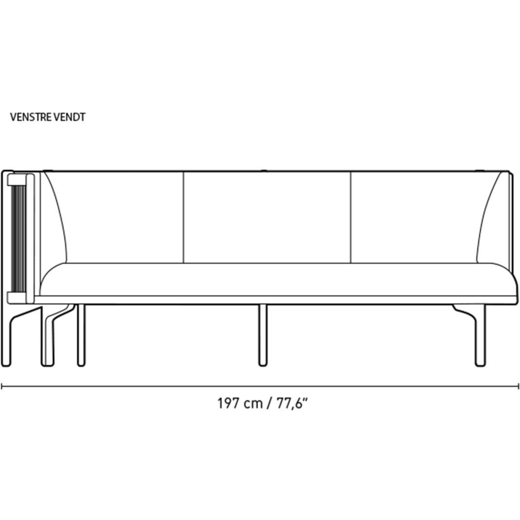 Carl Hansen RF1903 l Sidevays Sofa 3 Seeater Left Oak Oak Oil/Fiord tkanina, růžová/přirozená hnědá