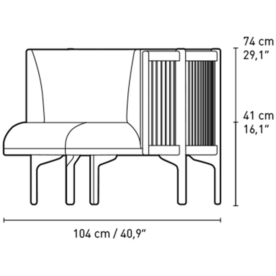 Carl Hansen RF1903 l Sidevays Sofa 3 Seeater Left Oak Oak Oil/Fiord tkanina, růžová/přirozená hnědá