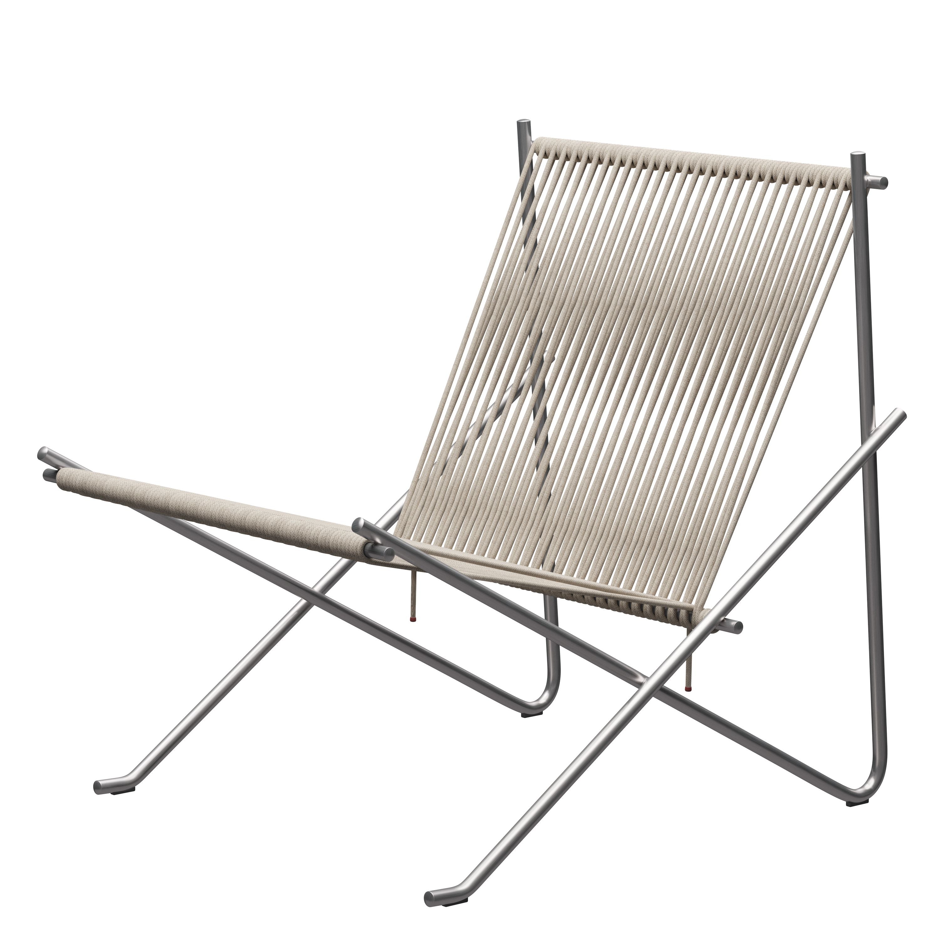 Fritz Hansen Pk4 Longe Chair Flag Hayard, přírodní/ocel