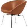 Fritz Hansen AJ Pot Lounge Chair Chromed Frame Leather, Walnut Grace Leather