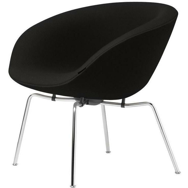 Fritz Hansen AJ Pot Lounge Chair Chromed Frame Fabric, Christianshavn Black Uni