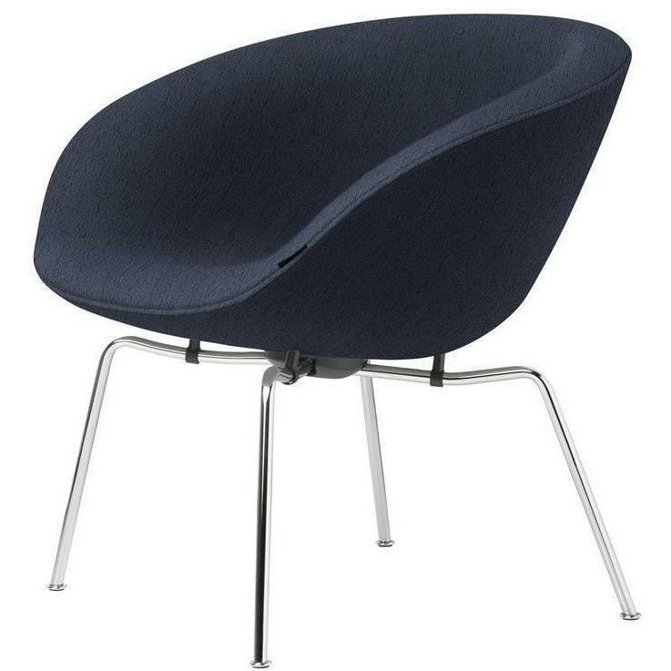 Fritz Hansen AJ Pot Lounge Chair Chromed Frame Fabric, Christianshavn Blue