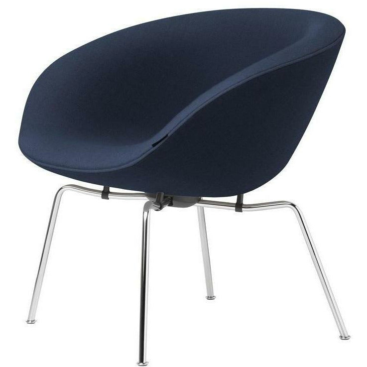 Fritz Hansen AJ Pot Lounge Chair Chromed Frame Fabric, Christianshavn Blue Uni