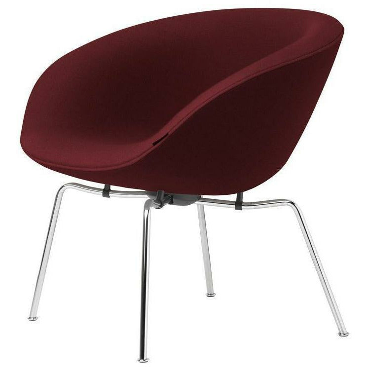 Fritz Hansen AJ Pot Lounge Chair Chrome Frame Fabric, Christianshavn Red Uni