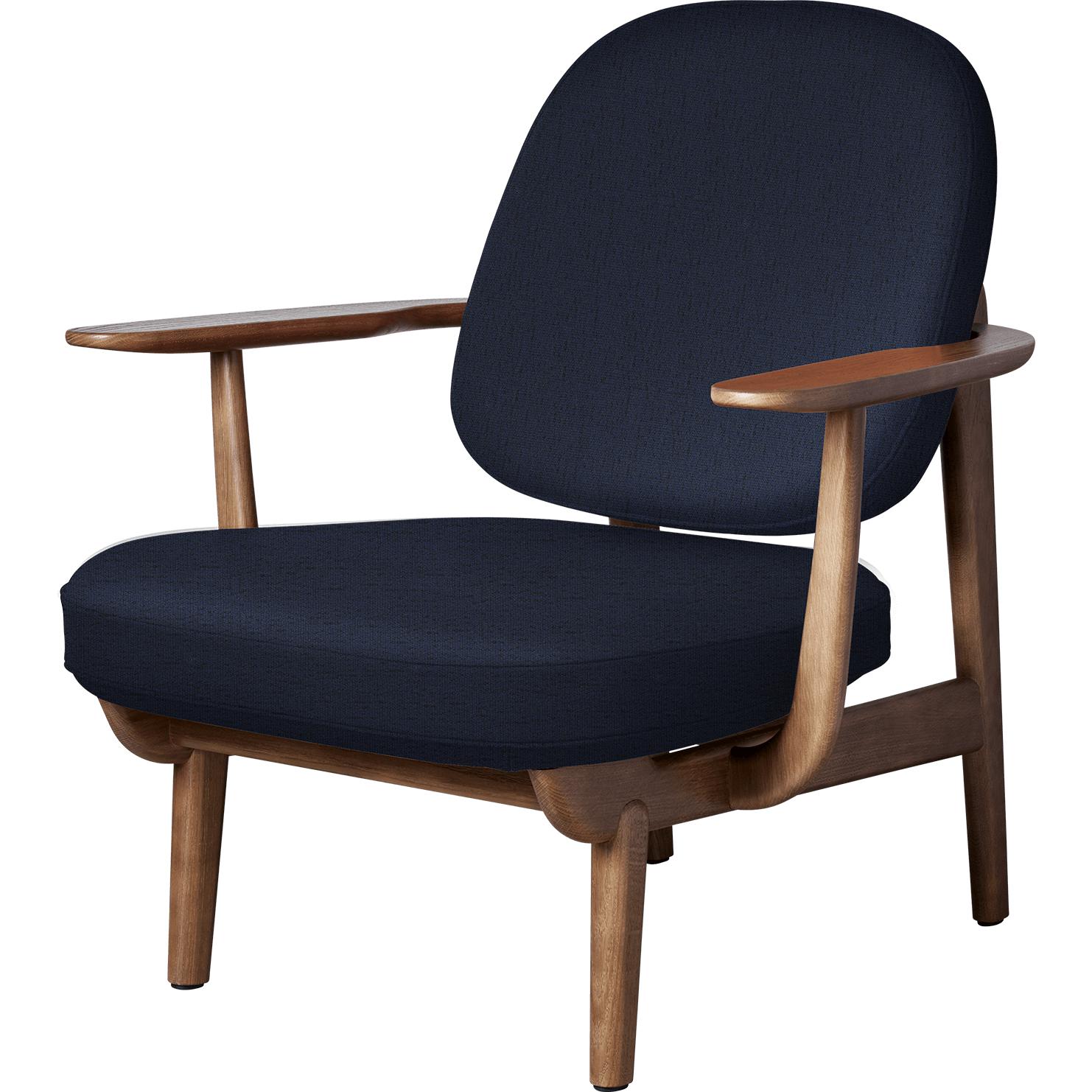 Fritz Hansen Jh97 Fred Lounge Chair Dark -Bained Oak, tmavě modrá