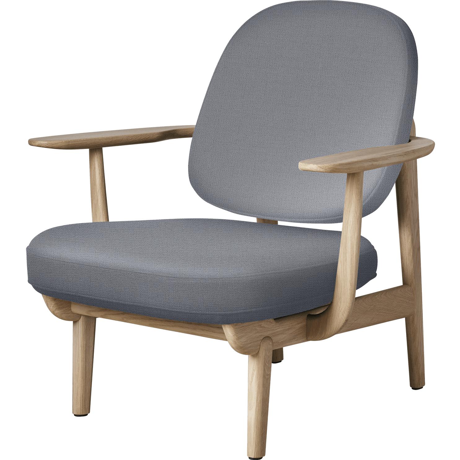 Fritz Hansen Jh97 Fred Lounge Chair Lacquered Oak, světle šedá