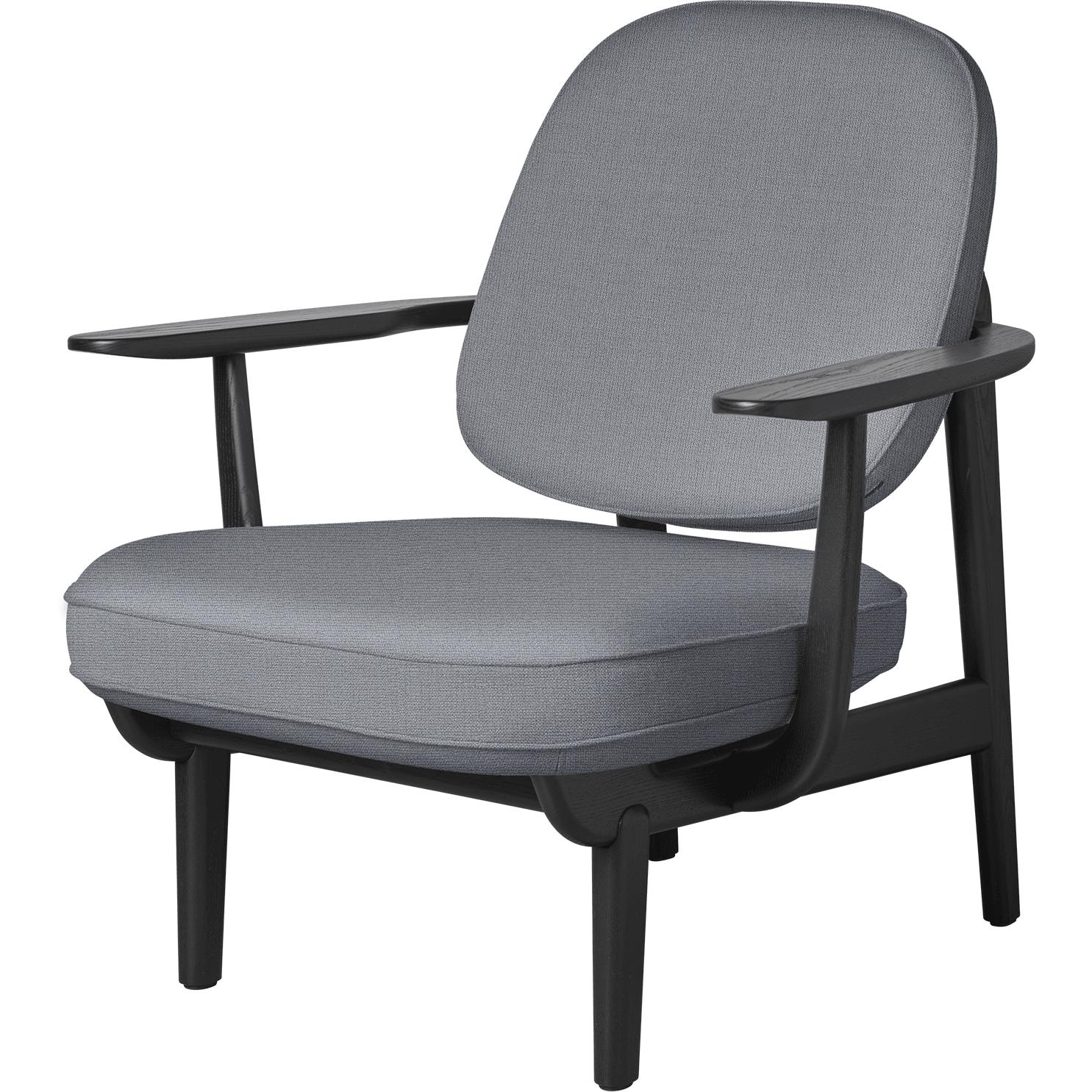 Fritz Hansen Jh97 Fred Lounge Chair Black Dared Ash, světle šedá