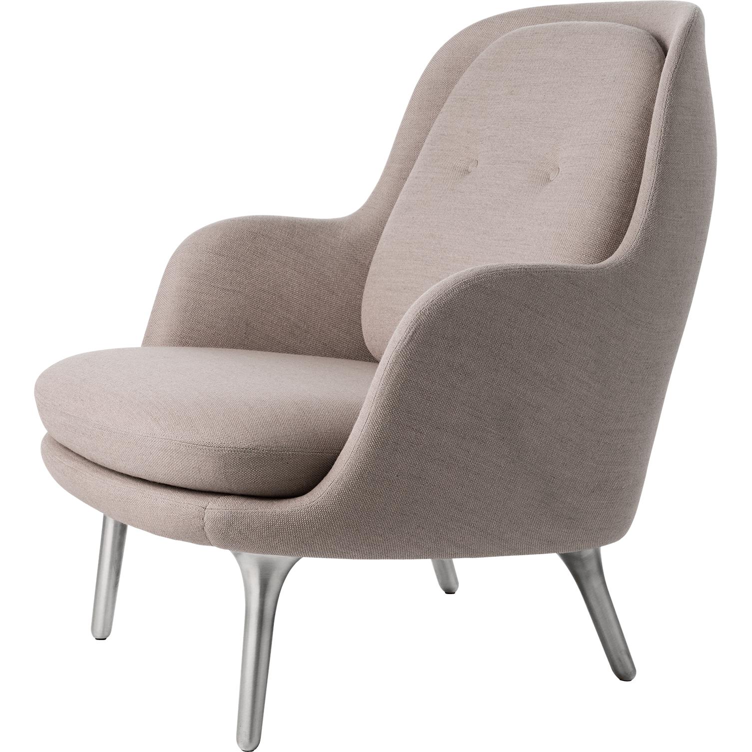 Fritz Hansen Pá Lounge Chair Hliník, Sunniva bledě růžová