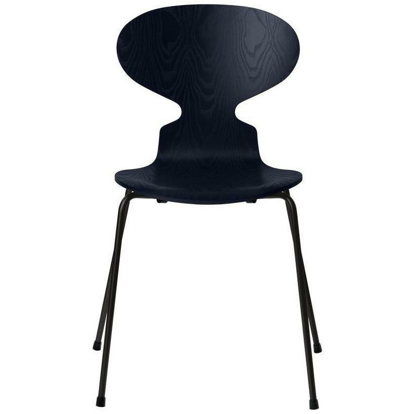 Fritz Hansen Ant Chair Dyed Ash Midnight Blue Bowl, Black Base