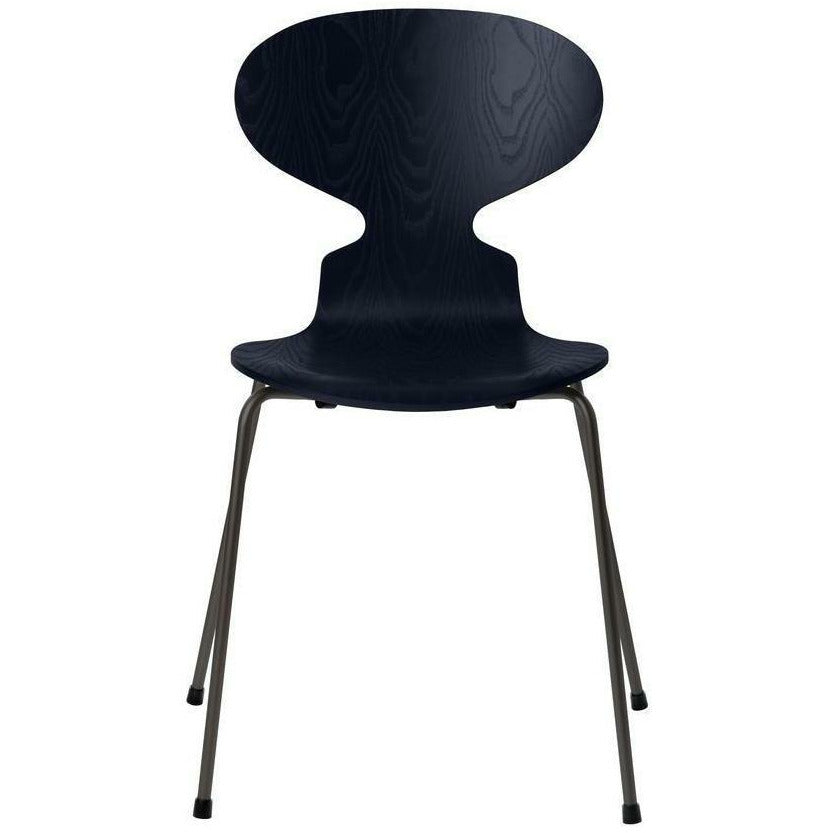 Fritz Hansen Ant Chair Colored Ash Midnight Blue Bowl, Warm Graphite Base