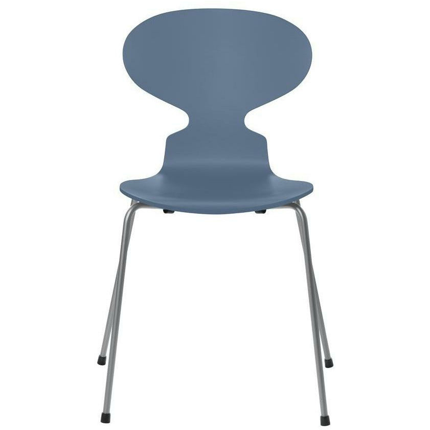 Fritz Hansen Ant Chair Lacquered Dusk Blue Shell, Silver Grey Base