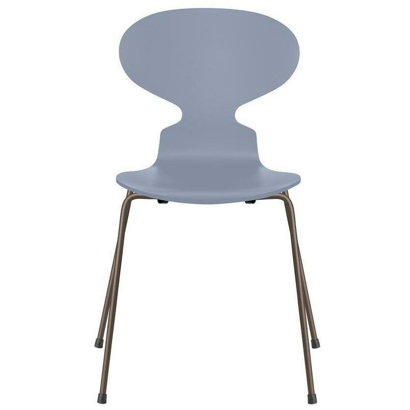 Fritz Hansen Ant Chair Lacquered Lavender Blue Bowl, Brown Bronze Base