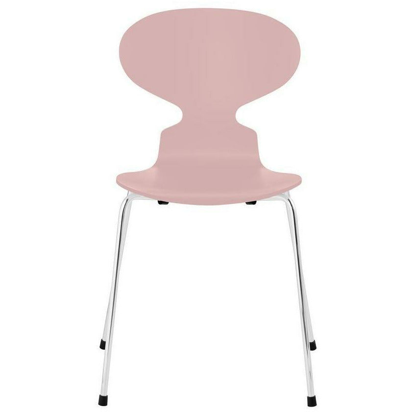 Fritz Hansen Ant Chair Lacquered Pale Rose Bowl, Chrome Plated Steel Base